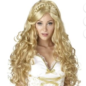 NEW California Costumes Mythic Goddess Renaissance Long Blonde Curly Wig Cosplay